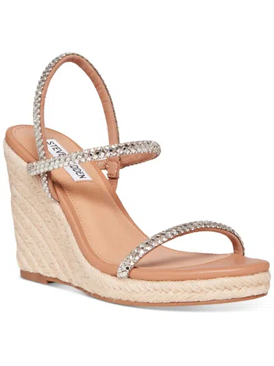 Steve Madden Udell Womens Leather Metallic Espadrilles In Silver
