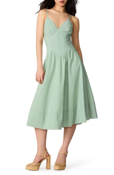 Steve Madden Una Stripe Seersucker Midi Dress In Green