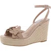 Steve Madden Universal Womens Applique Faux Leather Wedge Sandals In Brown