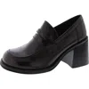 Steve Madden Natalia Womens Faux Leather Square Toe Loafer Heels In Brown
