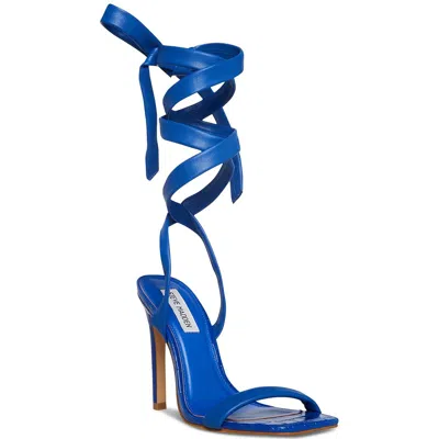 Steve Madden Utilize Womens Faux Leather Wrap Heels In Blue