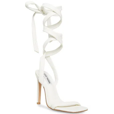 Steve Madden Utilize Womens Faux Leather Wrap Heels In White Leather