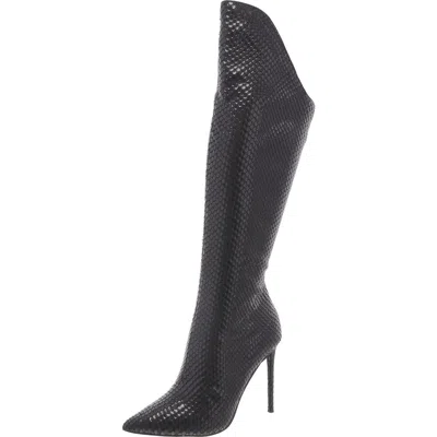 Steve Madden Va Boom Womens Scaly Textured Mid-calf Boots In Black