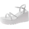 Steve Madden Valet Womens Faux Leather Wedge Ankle Strap In White