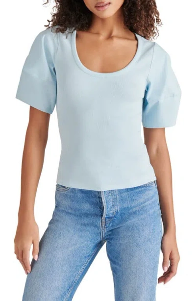 Steve Madden Valetta Mixed Media Top In Sky Blue