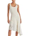 Steve Madden Vance Mixed Media Asymmetric Dress In Marshmallow