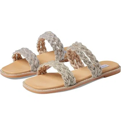 Steve Madden Varen Sandals Womens Silver Square Toe Slip On Slide Htat408 In Multi