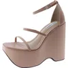 Steve Madden Varia Womens Satin Strappy Wedge Heels In Gold