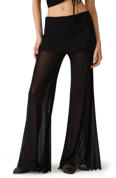 Steve Madden Veada Sheer Flare Pants In Black