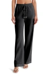 Steve Madden Venetia Linen Blend Drawstring Pants In Black