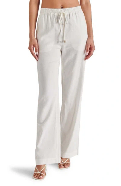 Steve Madden Venetia Linen Blend Drawstring Pants In Grey