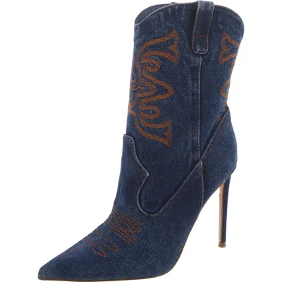 Steve Madden Venezia Womens Denim Pointed Toe Ankle Boots In Multi