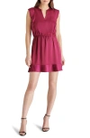 Steve Madden Verona Pleated Cap Sleeve Minidress In Forest Berry