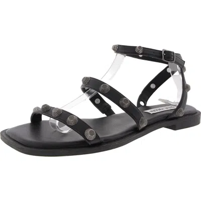 Steve Madden Veronica Womens Embellished Faux Leather Ankle Strap In Black