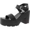 Steve Madden Vesta Womens Buckle Faux Leather Platform Sandals In Black