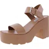 Steve Madden Vesta Womens Buckle Faux Leather Platform Sandals In Brown