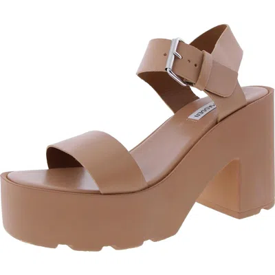 Steve Madden Vesta Womens Buckle Faux Leather Platform Sandals In Brown