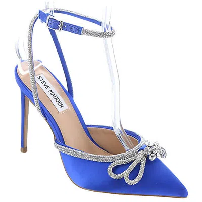 Steve Madden Viable Womens Rhinestone Pointed Toe Ankle Strap In Blue