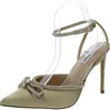 Steve Madden Viable Womens Rhinestone Pointed Toe Ankle Strap In Gray