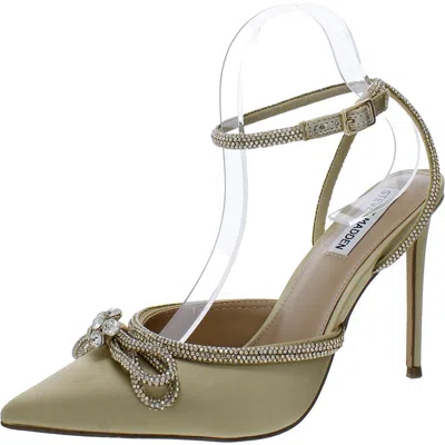 Steve Madden Viable Womens Rhinestone Pointed Toe Ankle Strap In Gray