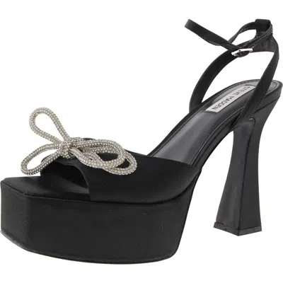 Steve Madden Vice Womens Rhinestone Satin Platform Sandals In Black