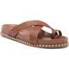 Steve Madden Avianna Womens Criss-cross Faux Leather Slide Sandals In Cognac Leather