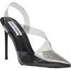 Steve Madden Vienne Womens Clear Slip On Slingback Heels In Black