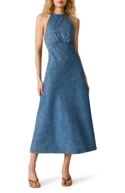 Steve Madden Vilman Denim Halter Maxi Dress In Blue