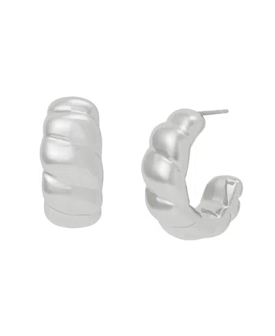 Steve Madden Vintage Textured Hoop Earrings In Metallic