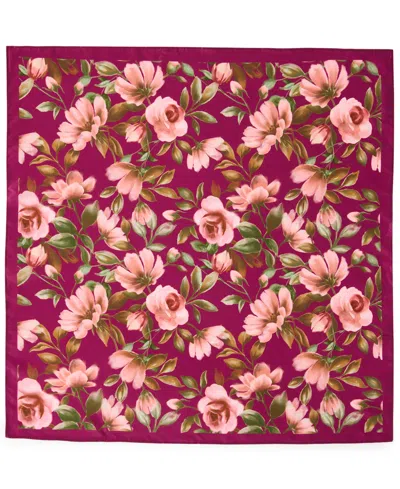 Steve Madden Vintage-inspired Watercolor Floral Square Scarf In Pink