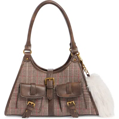 Steve Madden Virginia Top Handle Shoulder Bag In Brown Houndstooth