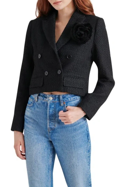 Steve Madden Women's Virginie Rosette Tweed Blazer In Black