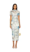 Steve Madden Viv Snakeskin Print Mesh Midi Dress In 碎花