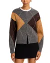 Steve Madden Vivia Argyle Cardigan Sweater In Multi