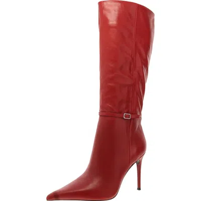 Steve Madden Voca Womens Leather Pointed Toe Knee-high Boots In Red