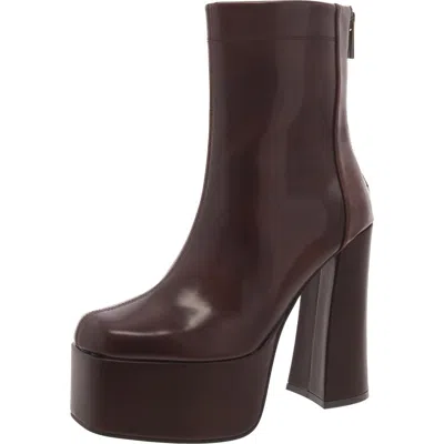 Steve Madden Voyager Womens Faux Leather Zipper Ankle Boots In Brown