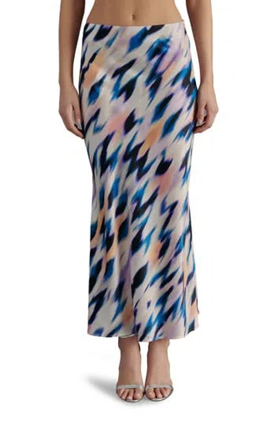 Steve Madden Washed Satin Maxi Skirt In Ivory Multi