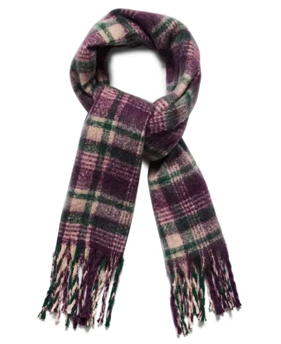 Steve Madden Weathered Plaid Lofty Scarf In Purple