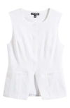 Steve Madden Wesley Linen Blend Button-up Vest In White
