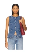 Steve Madden Wesley Denim Button-up Vest In Acidwash Denim