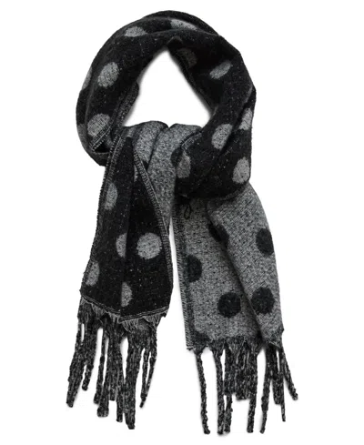Steve Madden Whimsical Polka Dot Lofty Scarf In Black