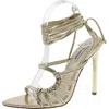 Steve Madden Whitney Womens Metallic Faux Leather Ankle Strap In Gold