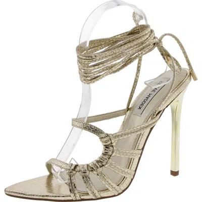 Steve Madden Whitney Womens Metallic Faux Leather Ankle Strap In Gold