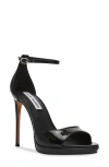 Steve Madden Wiley Ankle Strap Platform Sandal In Black Patent