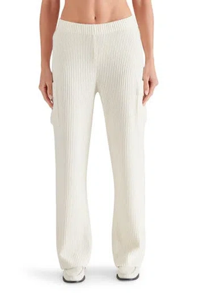 Steve Madden Willa Wide Leg Rib Cargo Pants In White