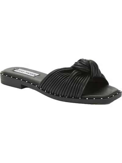Steve Madden Willow Womens Faux Leather Slip-on Slide Sandals In Black