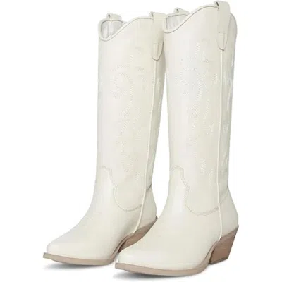 Steve Madden Windie Women's White Leather Snip Toe Western Boots Htat879