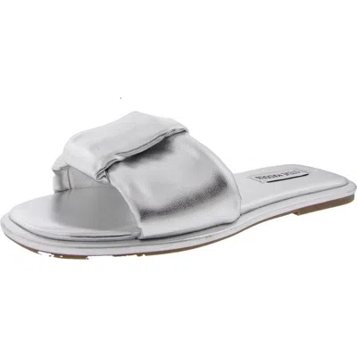 Steve Madden Windsor Womens Solid Faux Leather Slide Sandals In Silver