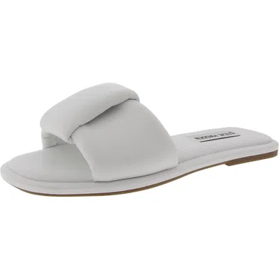 Steve Madden Windsor Womens Solid Faux Leather Slide Sandals In White
