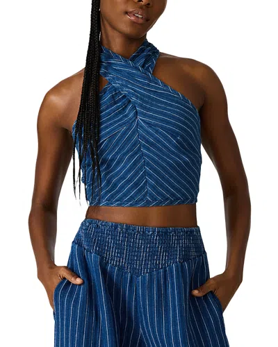 Steve Madden Winnie Stripe Halter Top In Blue